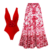 Swimsuit and print skirt