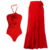 Halter swimsuit and sarong